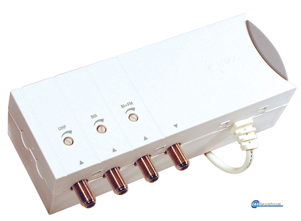 Ενισχυτής πολλαπλής ζώνης, 3 εισόδων (BI+FM/BIII/UHF) με απολαβή 22dB και στάθμη εξόδου 105dBμV Ενισχυτής πολλαπλής ζώνης, 3 εισόδων (BI+FM/BIII/UHF) με απολαβή 22dB και στάθμη εξόδου 105dBμV - Image 1