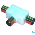 Διακλαδωτήρας πλαστικός επίγειος σε σχήμα Τ χωρίς πηνία. 1 είσοδο (TV male ) 2 έξοδοι (TV female).