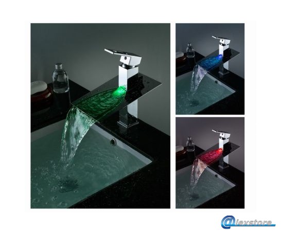 Μπαταρία νιπτήρα με ενσωματωμένο RGB LED φωτισμό. 01B ( Τύπου καταρράκτη ) Μπαταρία νιπτήρα με ενσωματωμένο RGB LED φωτισμό. 01B ( Τύπου καταρράκτη ) - Image 1