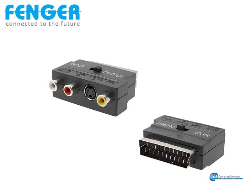 Fenger A90RCASHOs Adaptor Προσαρμογέας SCART 21pin σε 3 x RCA & S-VHS με διακόπτη επιλογής εισόδου/εξόδου Fenger A90RCASHOs Adaptor Προσαρμογέας SCART 21pin σε 3 x RCA & S-VHS με διακόπτη επιλογής εισόδου/εξόδου - Image 1
