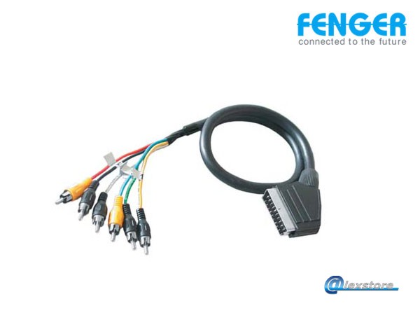 Fenger VK6/20 Scart Cable Καλώδιο Ø10mm Scart σε 6 RCA, μήκος 2.0m Fenger VK6/20 Scart Cable Καλώδιο Ø10mm Scart σε 6 RCA, μήκος 2.0m - Image 1