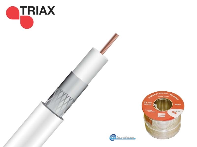 TRIAX RG-6/U, SMATV, 1.02mm CCS/Alum, λευκό PVC 6.5mm, 100m TRIAX RG-6/U, SMATV, 1.02mm CCS/Alum, λευκό PVC 6.5mm, 100m - Image 1